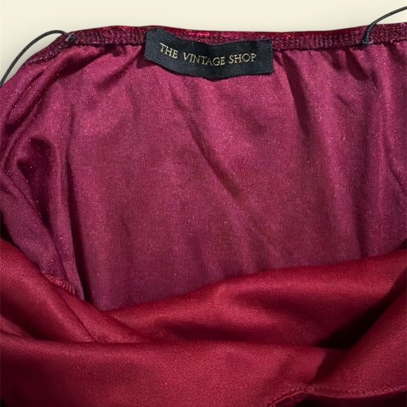 The Vintage Shop Velvet Burgundy Midi Dress - Picture 2 of 4
